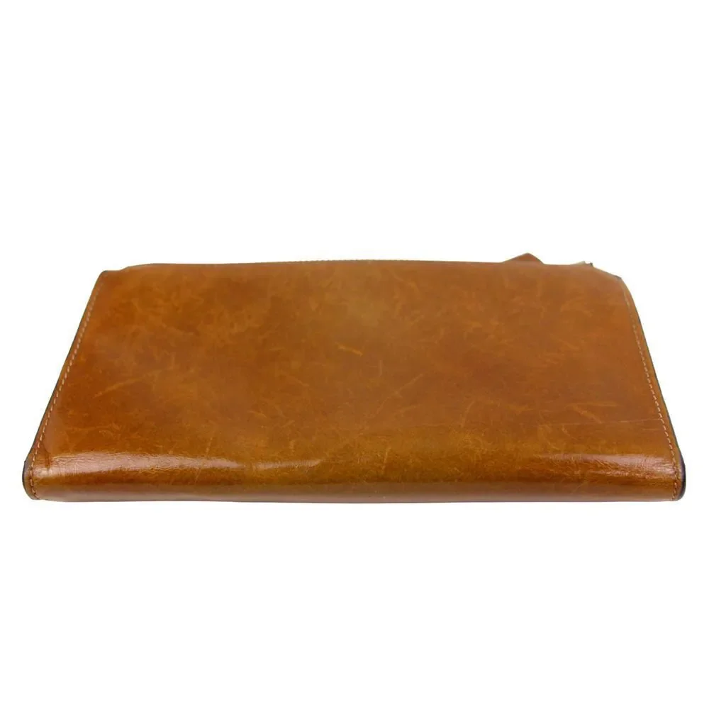 HANDCRAFTED TAN BROWN GENUINE LEATHER ID CARD COIN BILL HOLDER BIFOLD WALLET